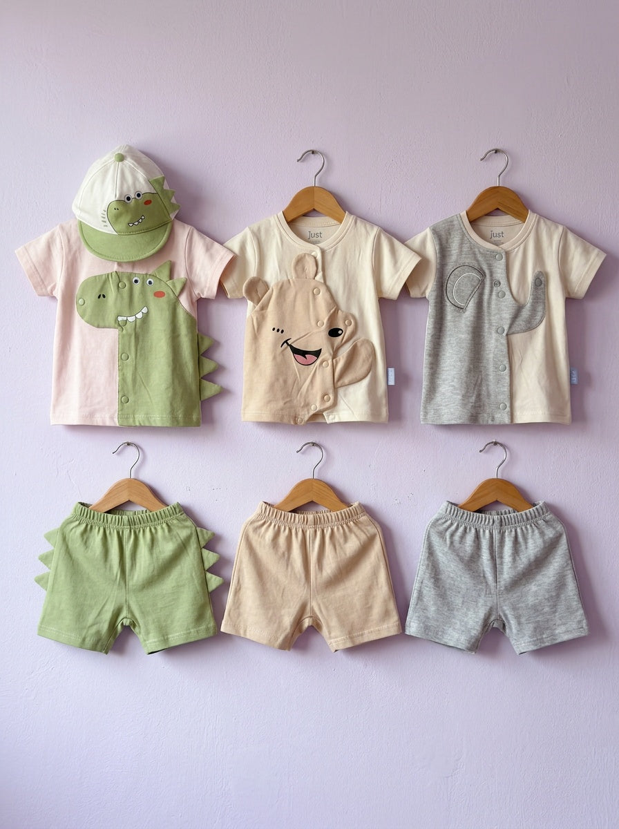 Baby 2-Piece "Little Explorer" Character Romper & Matching Hat Set