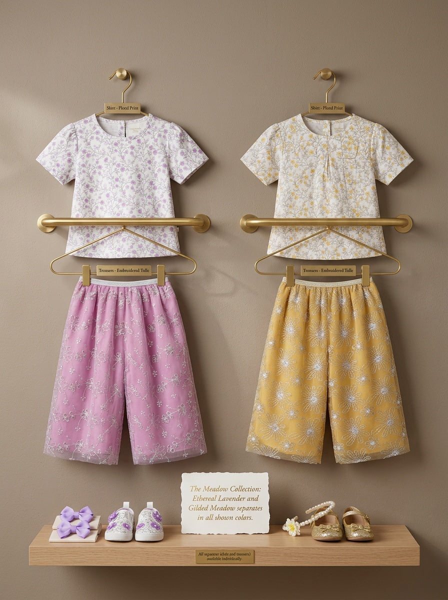 Girls' Enchanted Floral Tulle Skirt & Printed Blouse 2-Piece Set