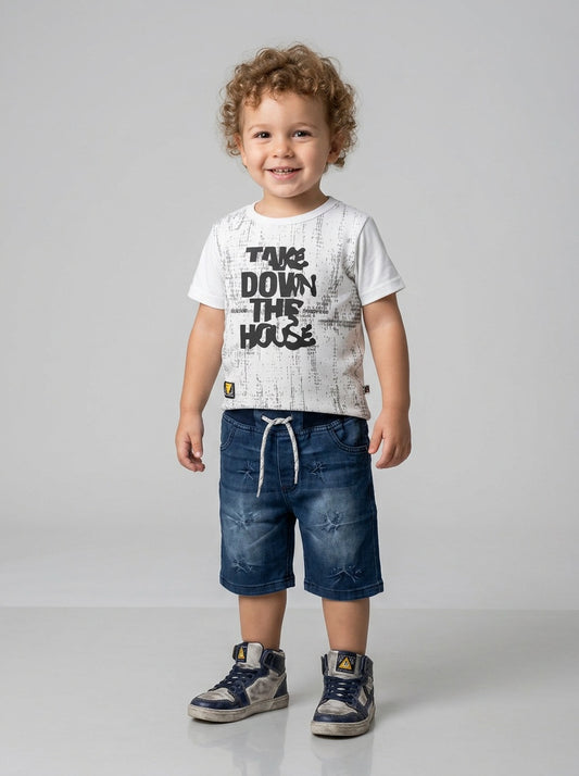 2-Piece Urban Explorer Set: Textured Graphic Tee & Cargo Shorts