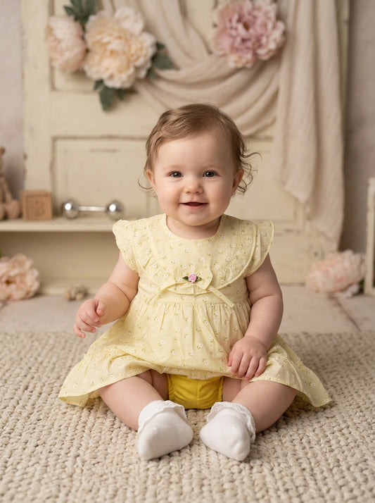 Girls’ Meadow Sweet Floral Dress – Vintage-Inspired Ruffle Summer Outfit