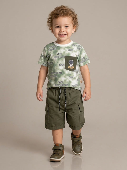 Boys' "Cambridge" 2-Piece Textured Set: Honeycomb Top & Patterned Trousers
