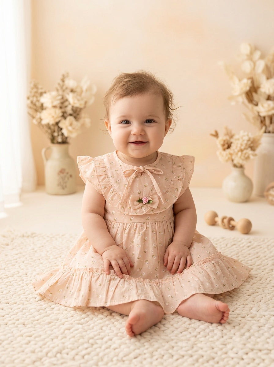 Girls’ Meadow Sweet Floral Dress – Vintage-Inspired Ruffle Summer Outfit