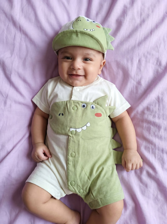 Baby 2-Piece "Little Explorer" Character Romper & Matching Hat Set