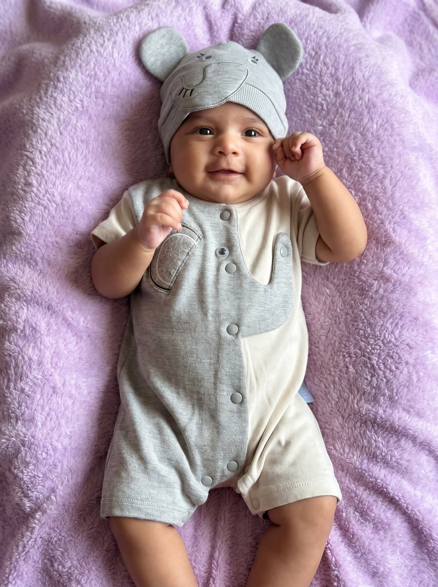 Baby 2-Piece "Little Explorer" Character Romper & Matching Hat Set