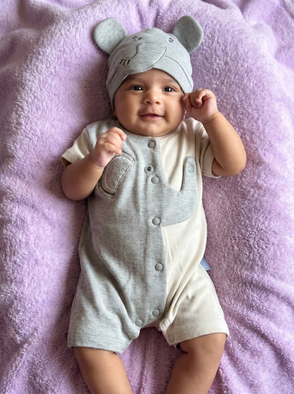 Baby 2-Piece "Little Explorer" Character Romper & Matching Hat Set