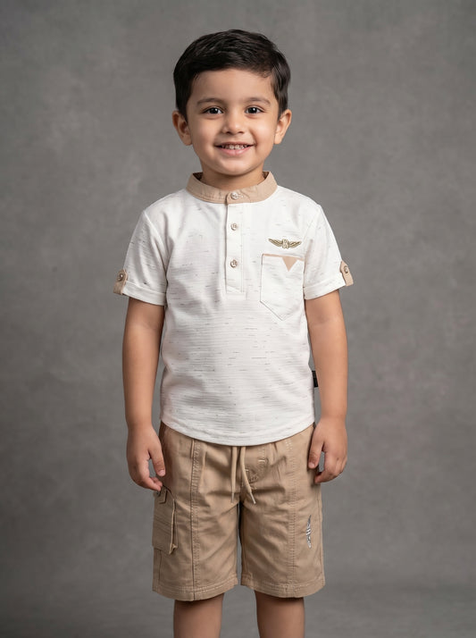 2-Piece Set: Button-Down Shirt & Matching Utility Shorts