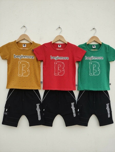 Boys' "Beginmore" Graphic Tee & Cargo Shorts 2-Piece Summer Set