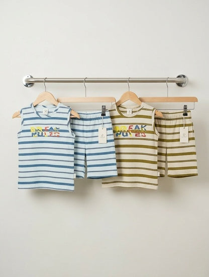 Boys' "Break Rules" Striped Tank & Shorts 2-Piece Summer Set