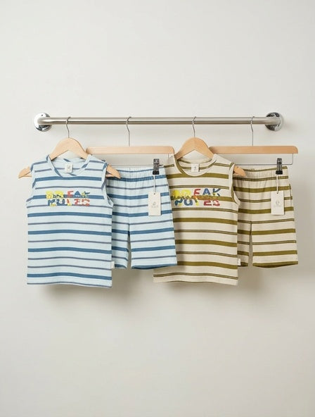 Boys' "Break Rules" Striped Tank & Shorts 2-Piece Summer Set