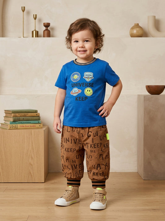 "Next Gen" 2-Piece Active Set: Graphic Tee & Contrast Cargo Shorts
